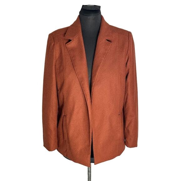 Vintage TanJay Open Front Burnt Orange Wool Blend Blazer, Size 38 - Picture 1 of 7